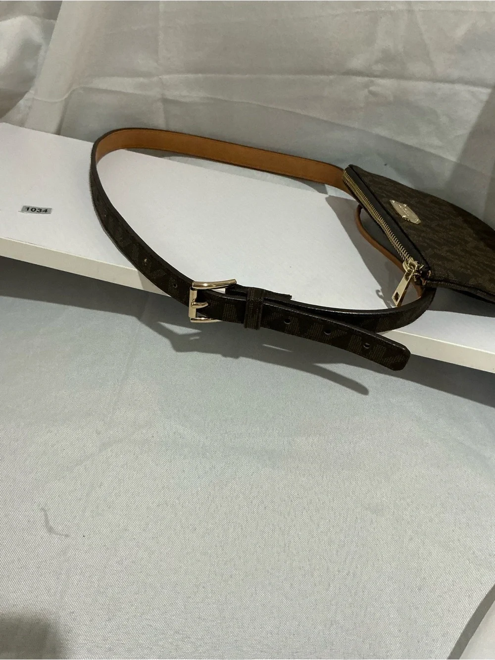 Michael Kors Brown Logo Crossbody Belt Bag with Gold Hardware